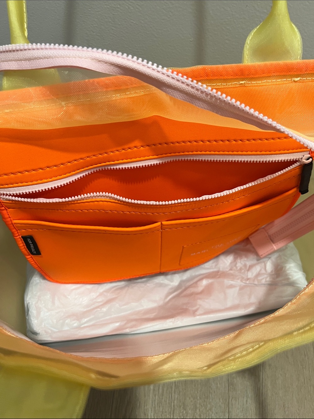 Marc Jacobs Yellow Tote with Pink Trim and Logo - Picture 13 of 14
